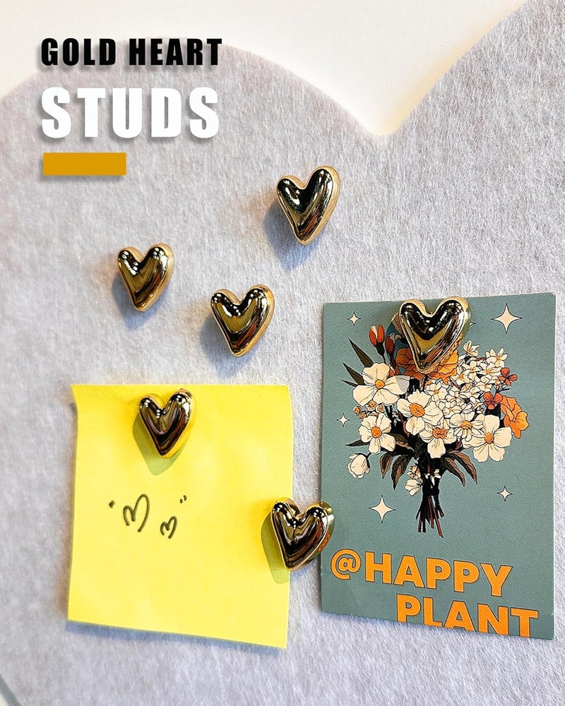 KEYDUACU 30 pcs - Heart Decorative Pins, Gold Cute Pins for Bulletin Board, Office or Home (30Pcs-Gold) - Image 2